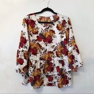 Floral Ruffle Peplum Top